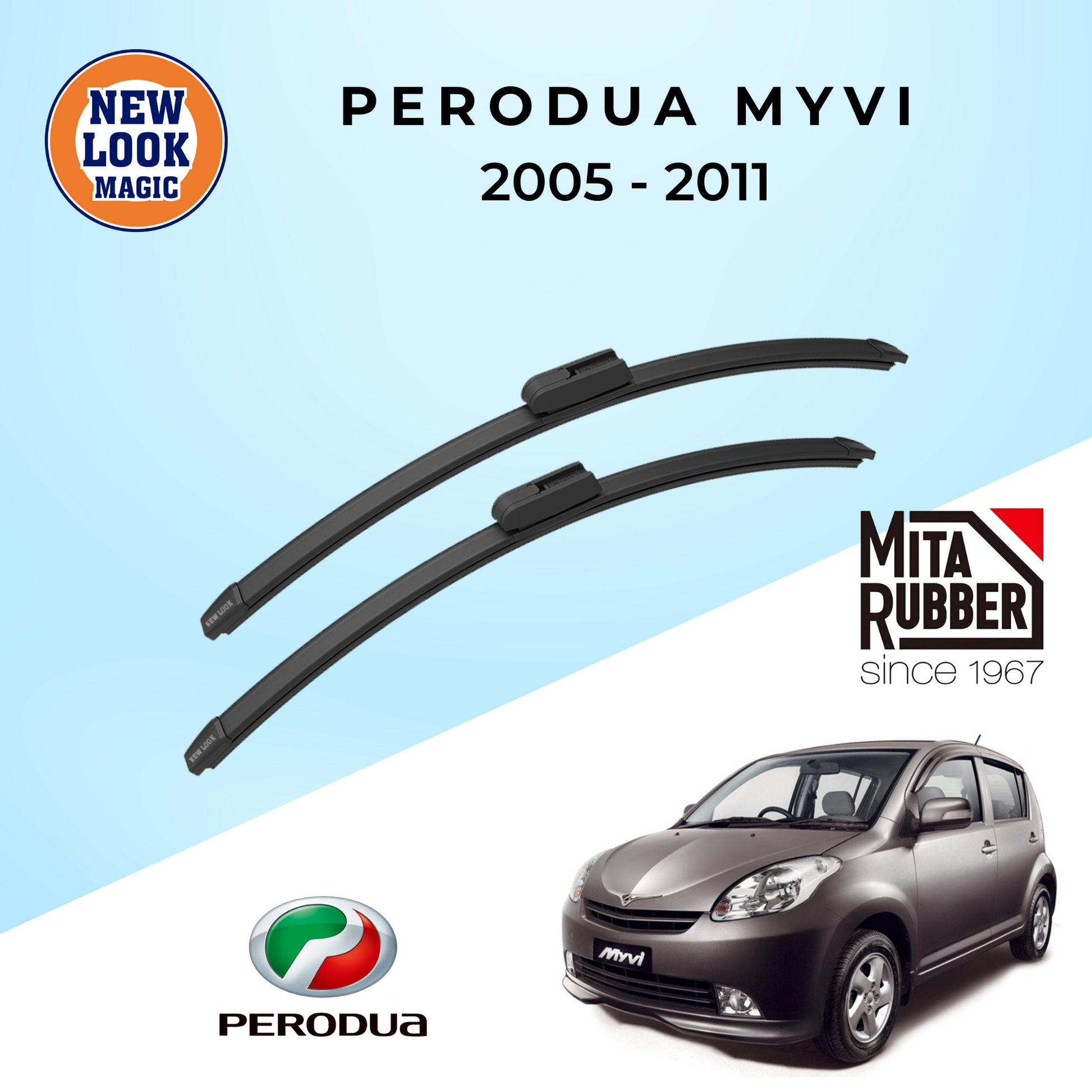 Perodua Myvi (icon/Ezi) 2005 - 2011 Coating Wiper Blades