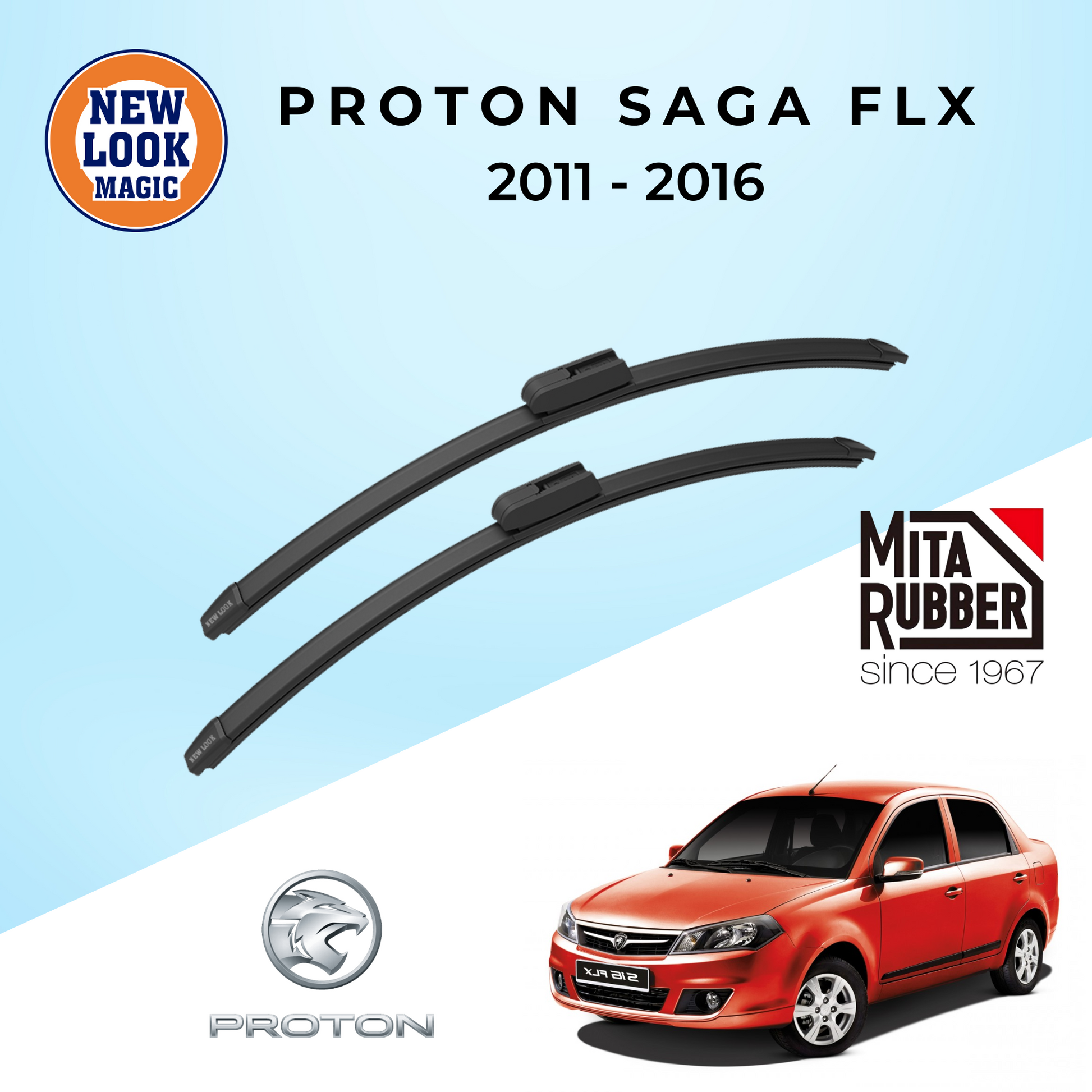 Proton Saga FLX 2011 - 2016 Coating Wiper Blades