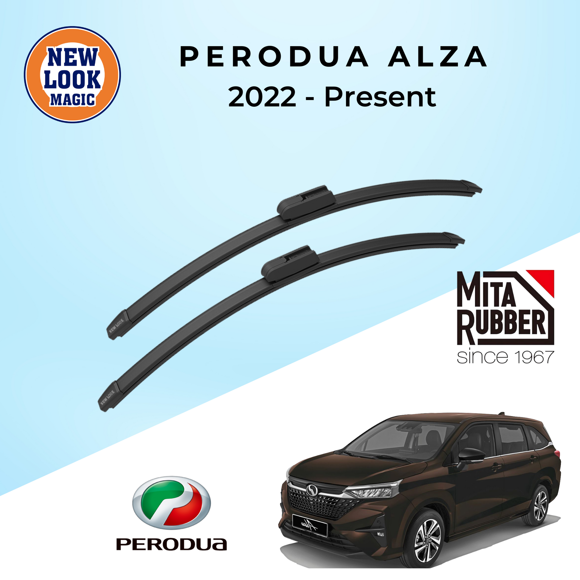 Perodua Alza W150 2022 - Present Coating Wiper Blades