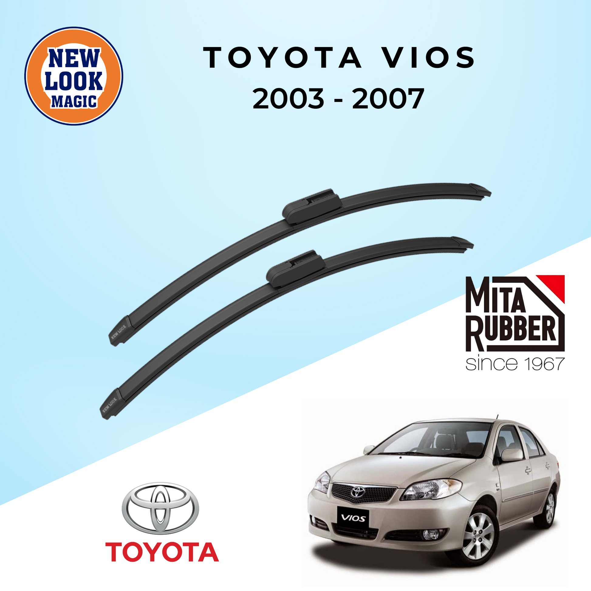 Toyota Vios (NCP42) 2003 - 2007 Coating Wiper Blades