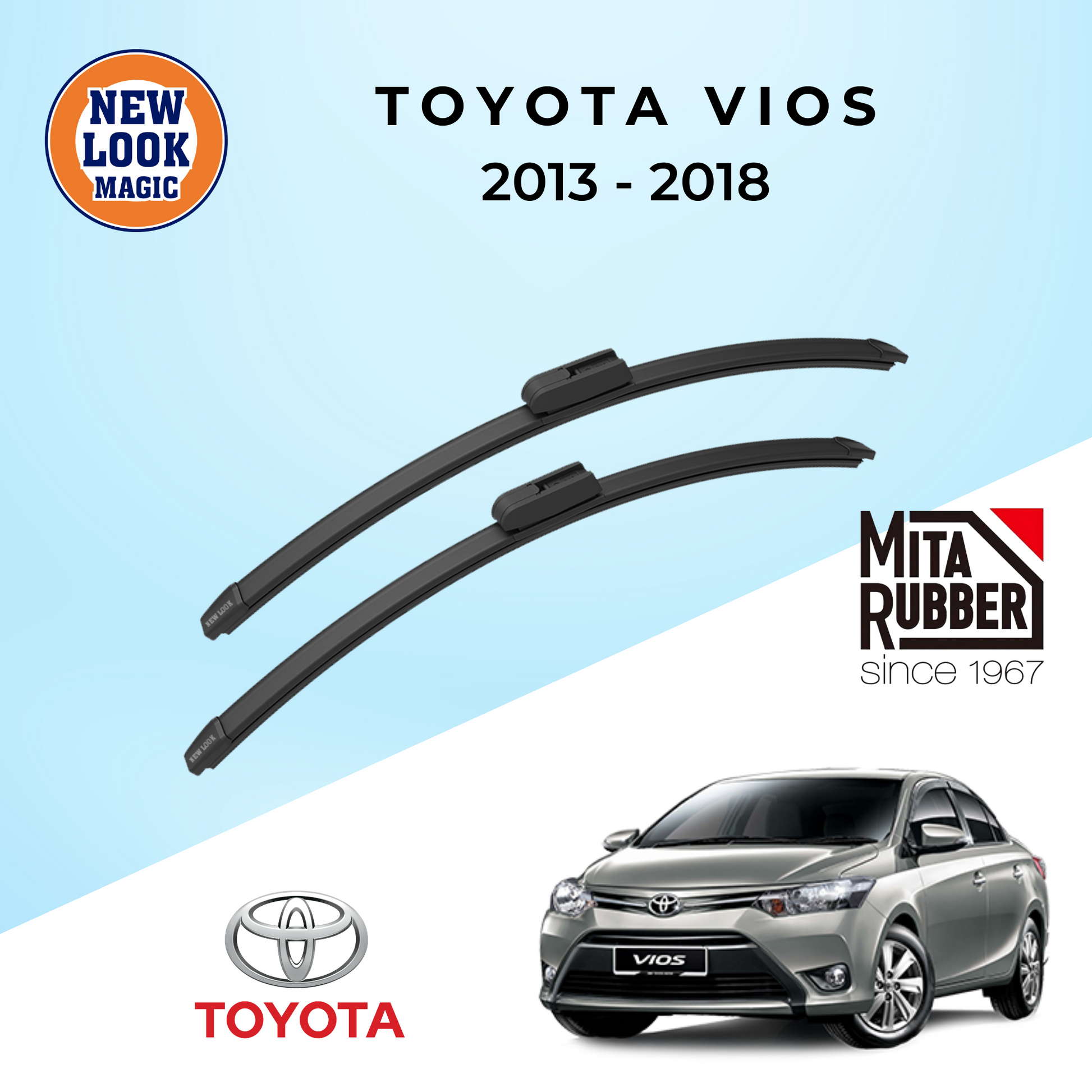 Toyota Vios (NCP150) 2013 - 2018 Coating Wiper Blades