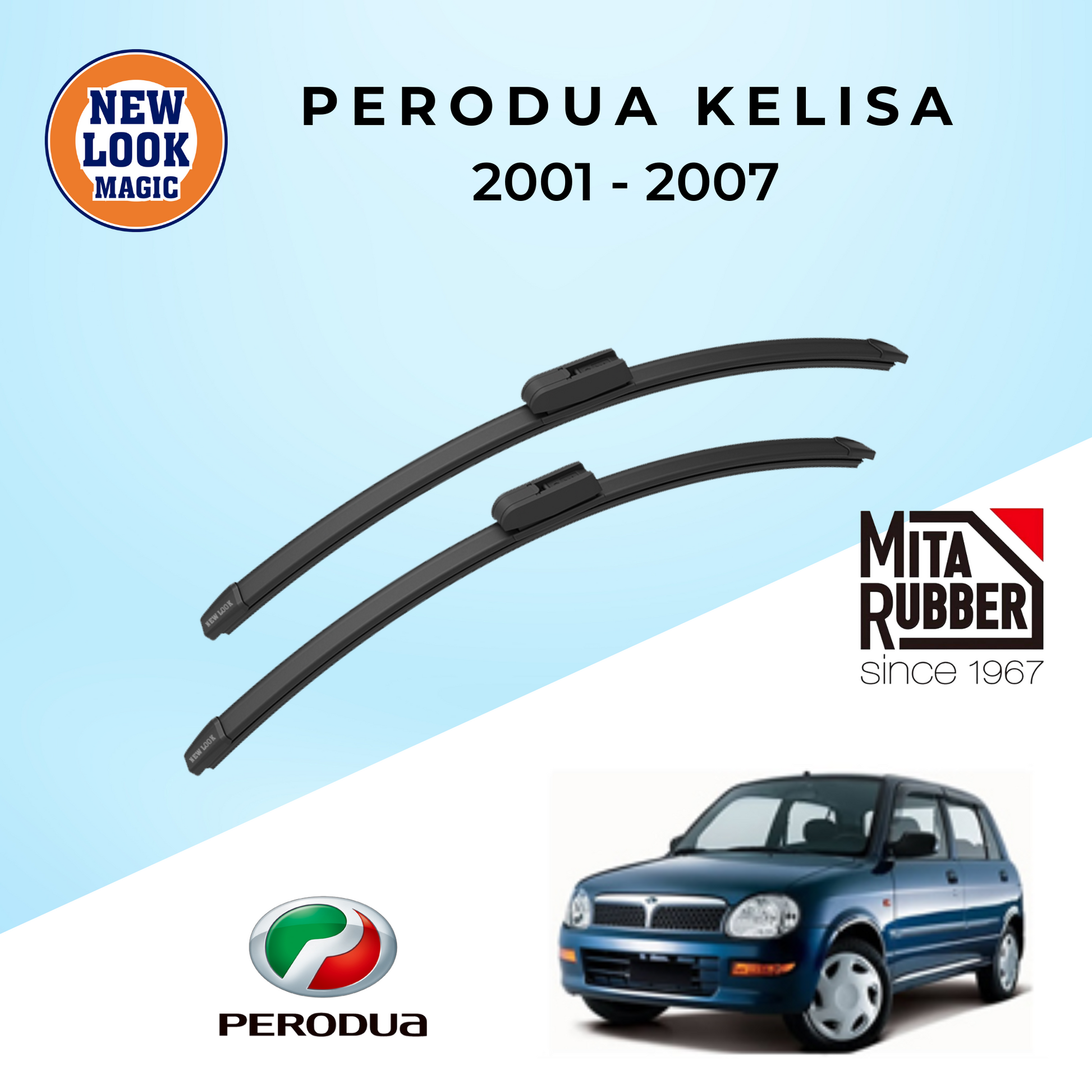 Perodua Kelisa 2001 - 2007 Coating Wiper Blades